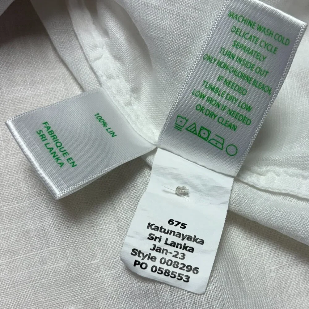 Lilly Pulitzer Womens Briette Button‎ Down Blouse Sz Medium White Vacation Linen